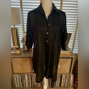 Daks London Black Size 40 Pleated Button Down Blouse